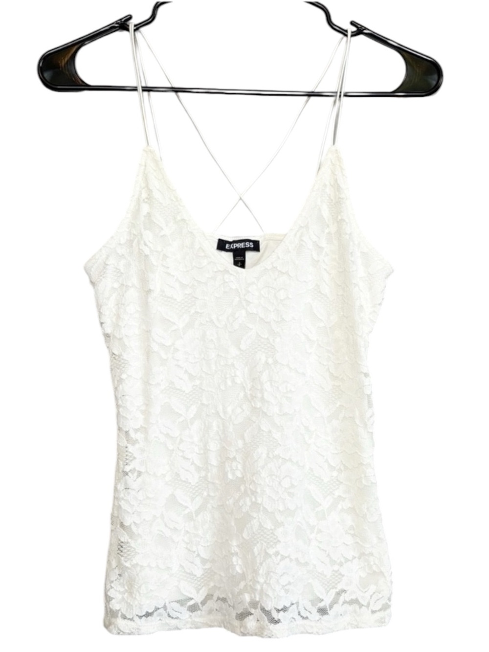 EXPRESS White Lace Cami Strappy Back Tank Top Women’s Small Layering
